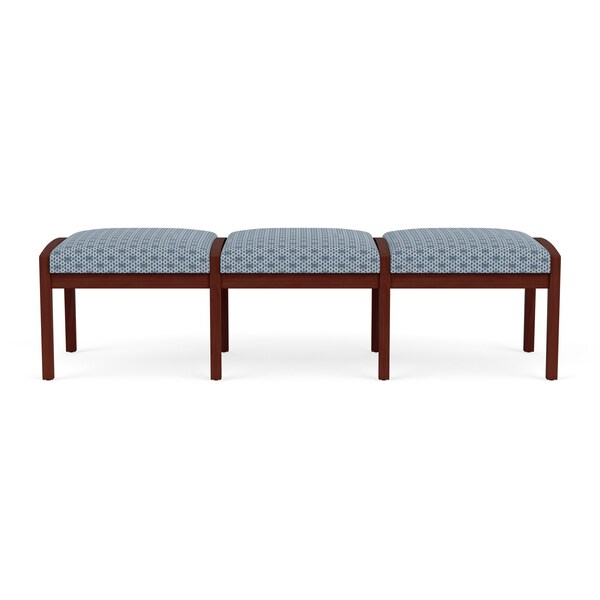 Lesro Lenox Wood 3 Seat Bench Wood Frame, Mahogany, RS Rain Song Upholstery LW3001 - main